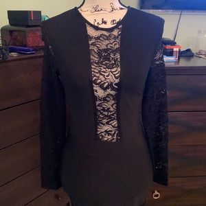 Black Midi Bandage Lace Dress